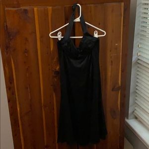 Black Satin Halter Dress